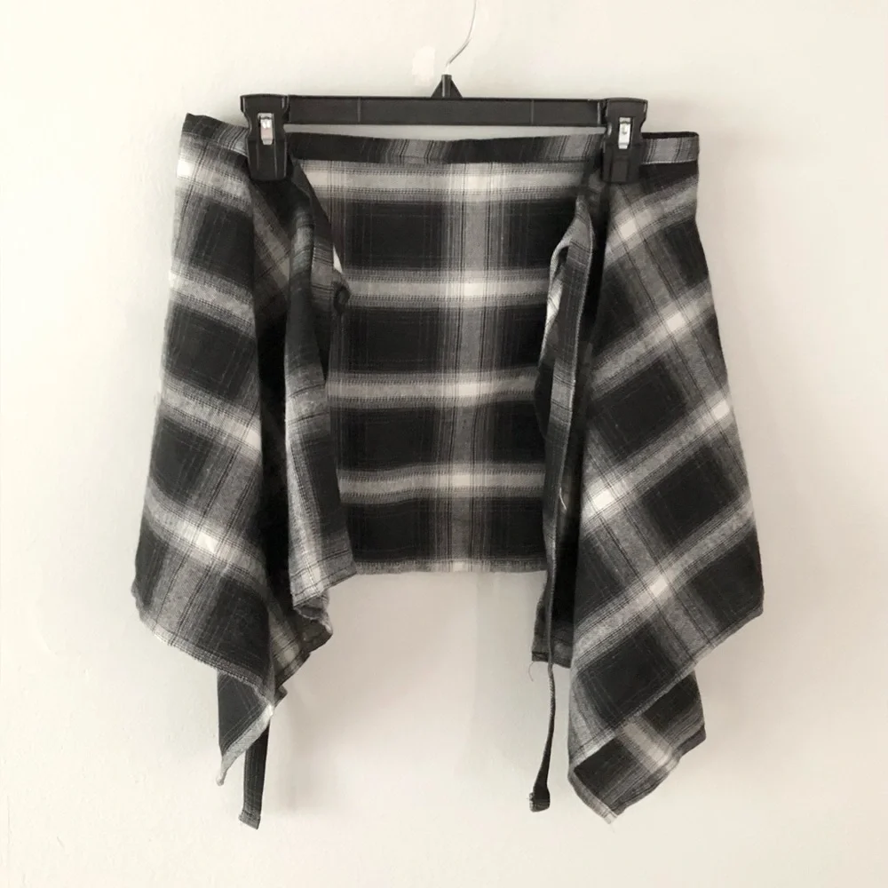 Grunge Plaid Flannel Skirt Wrap Tie Belt Streetwear